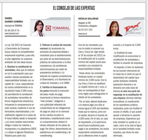 Opinamos Sobre La Ley Crea Y Crece En La Revista Emprendedores Tomarial