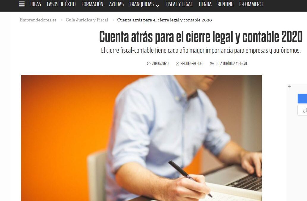 Countdown to the 2020 legal and accounting closing: our opinion in Emprendedores magazine