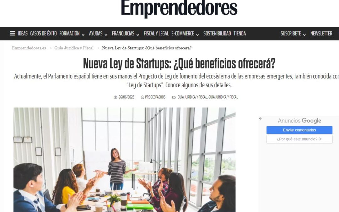 New Law on Startups: we give our opinion in Entrepreneurs magazine