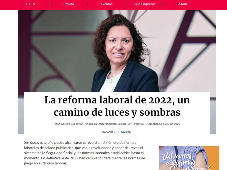 Economía 3 publica nuestro artículo sobre la aplicación de la reforma  laboral - TOMARIAL