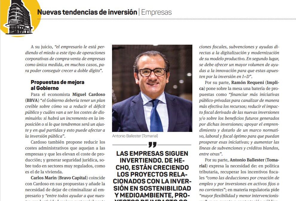 We give our opinion in Economía 3 on new business investment trends